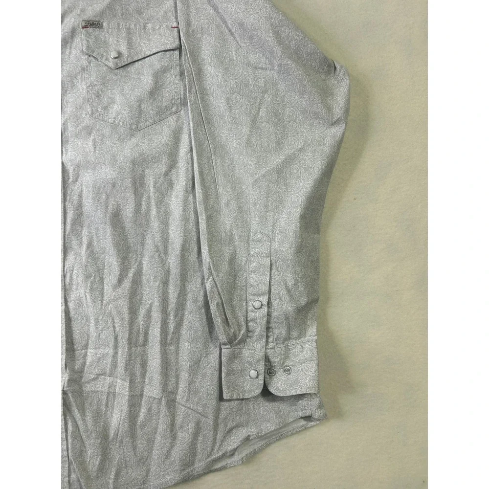 Rafter C Cowboy Collection Mens XXL Grey Paisley ProFlex Western Pearl Snap